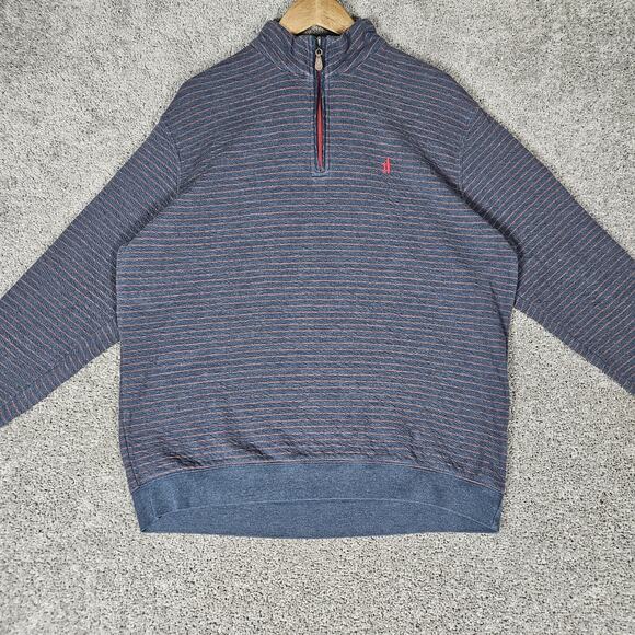 Johnnie-O Emmett Sweatshirt Mens XL Blue 1/4 Zip Pullover Stripes - Picture 1 of 14